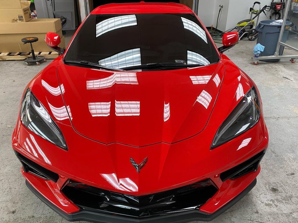 C8 Corvette ceramic plus tint front view