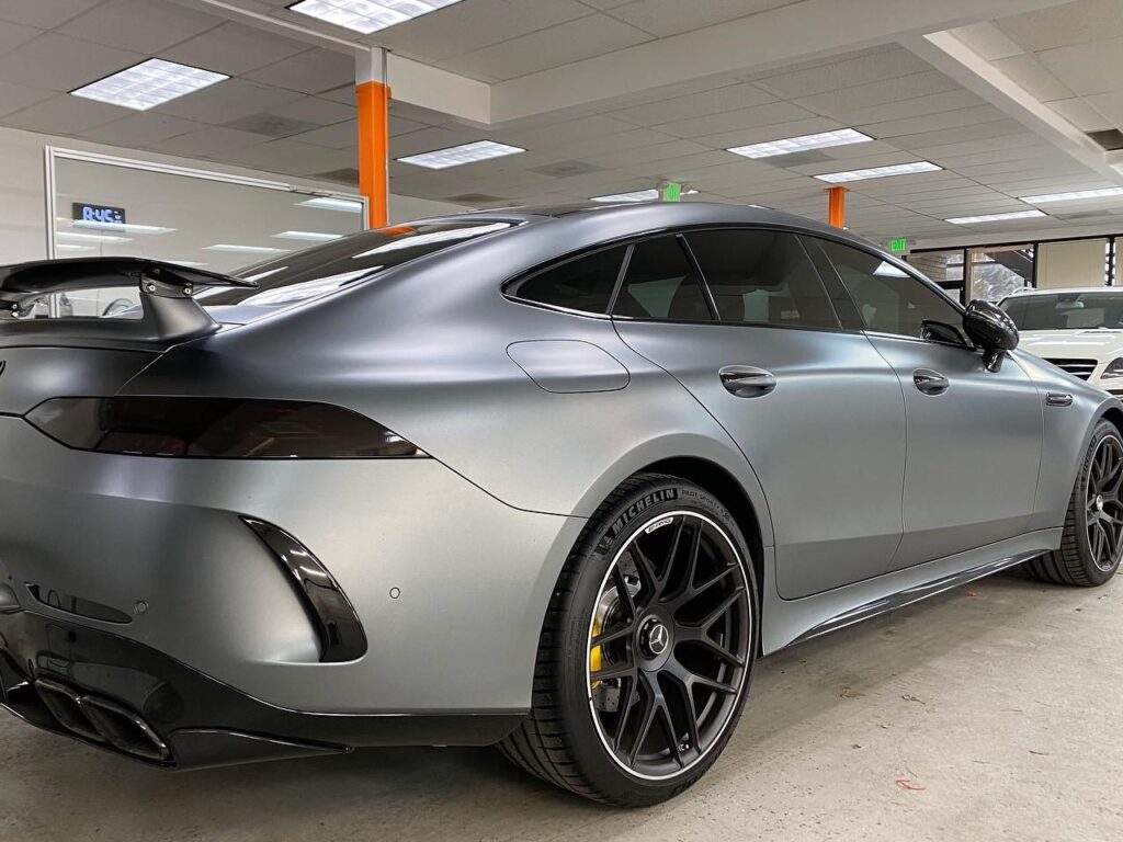 Side View: Mercedes-Benz GT63S AMG! Full ceramic plus tint, smoked out headlight and taillights, and emblem removal