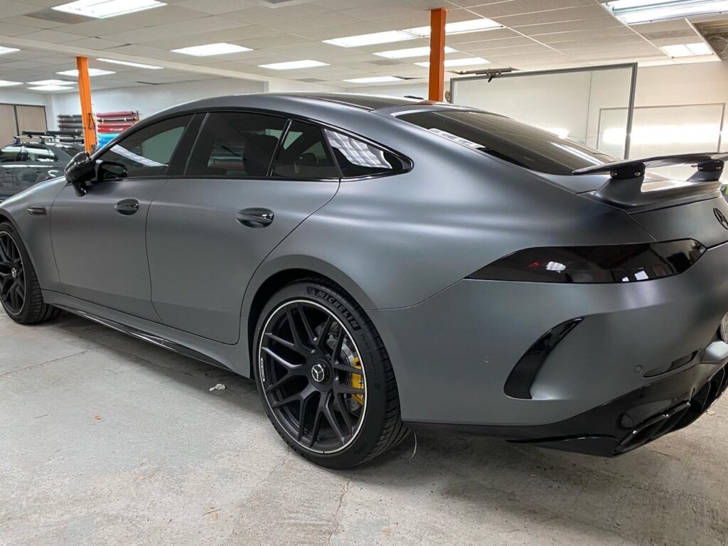 Back View: Mercedes-Benz GT63S AMG! Full ceramic plus tint, smoked out headlight and taillights, and emblem removal