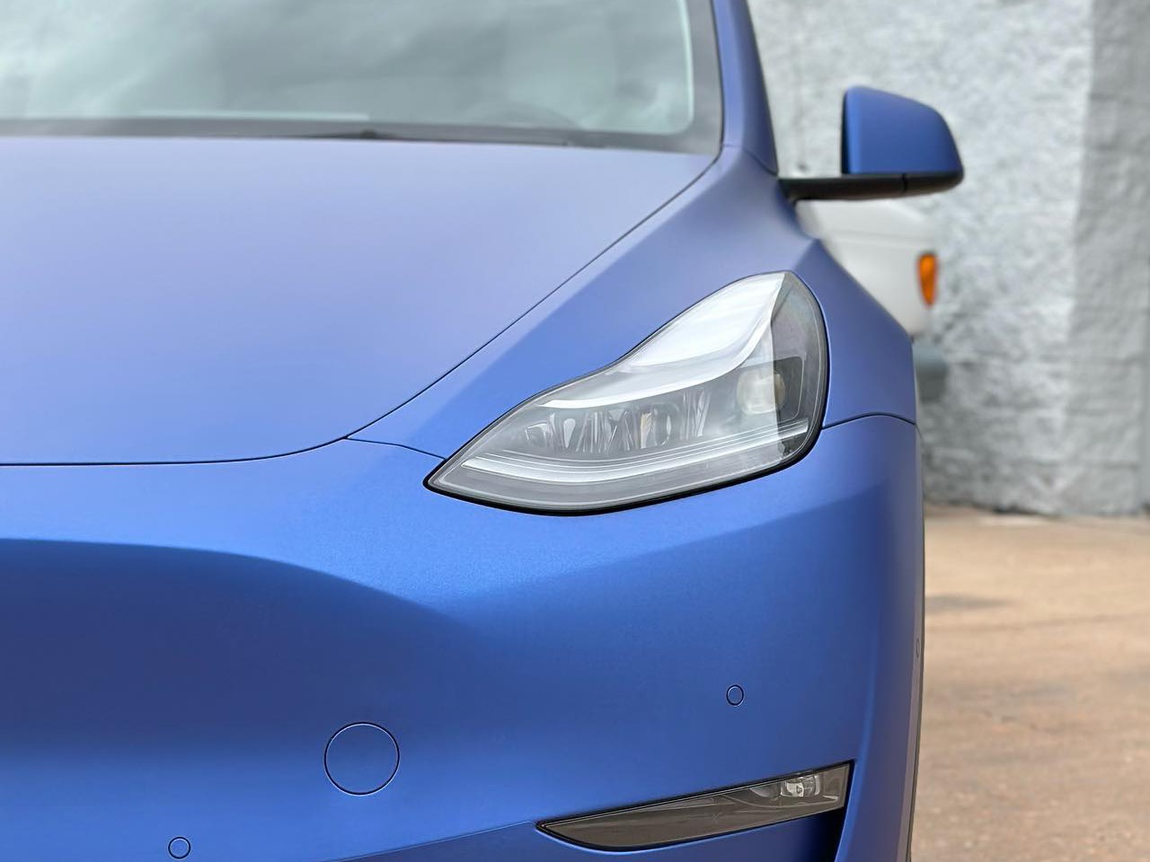 Tesla Model Y Matte Slate Blue Vinyl Wrap - Mile High Customs